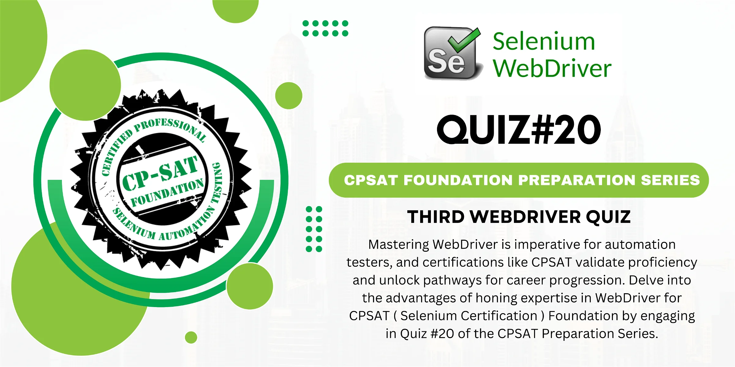 Quiz#20 CPSAT (Selenium Certification) preparation series