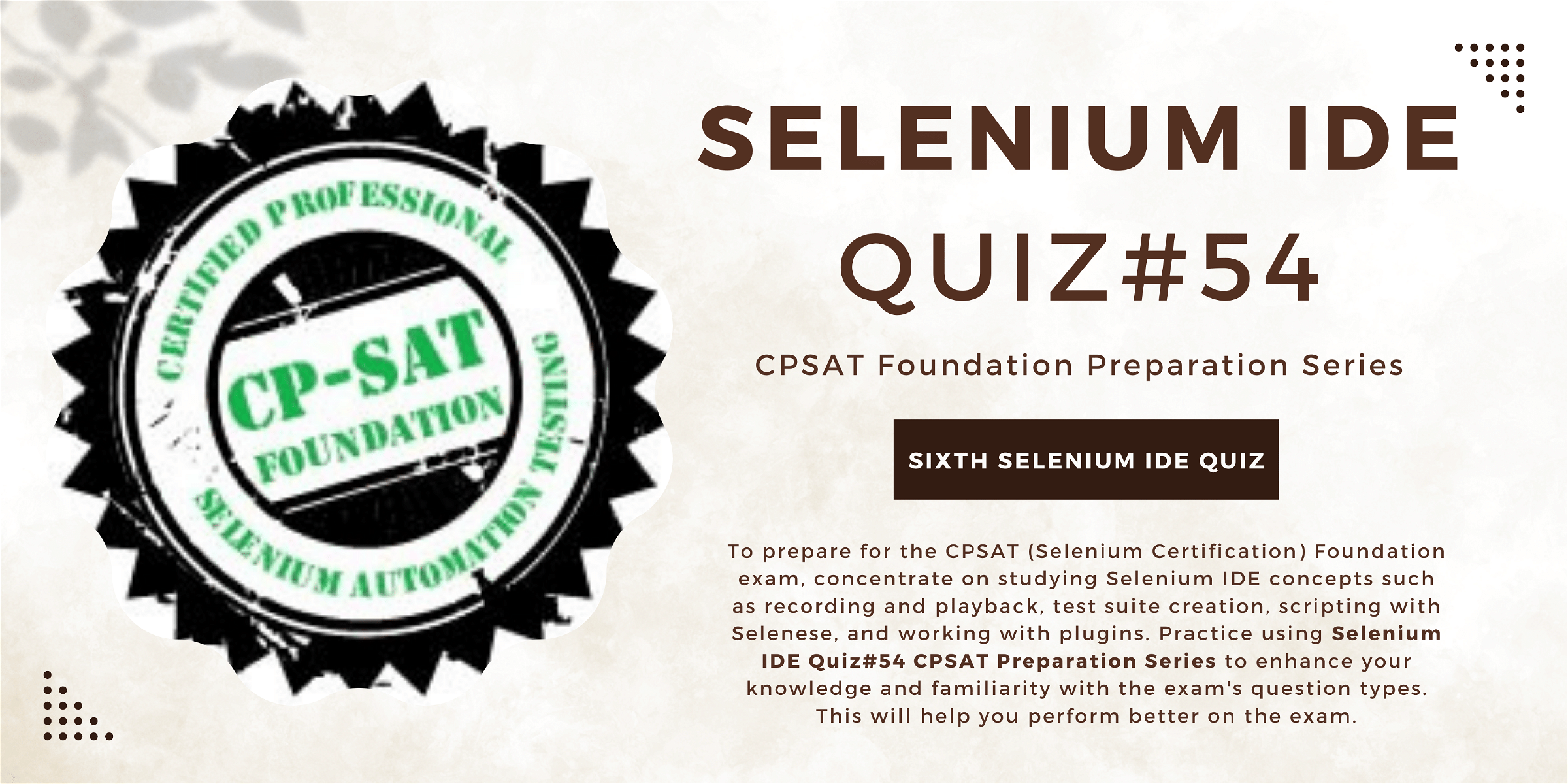 Selenium certification